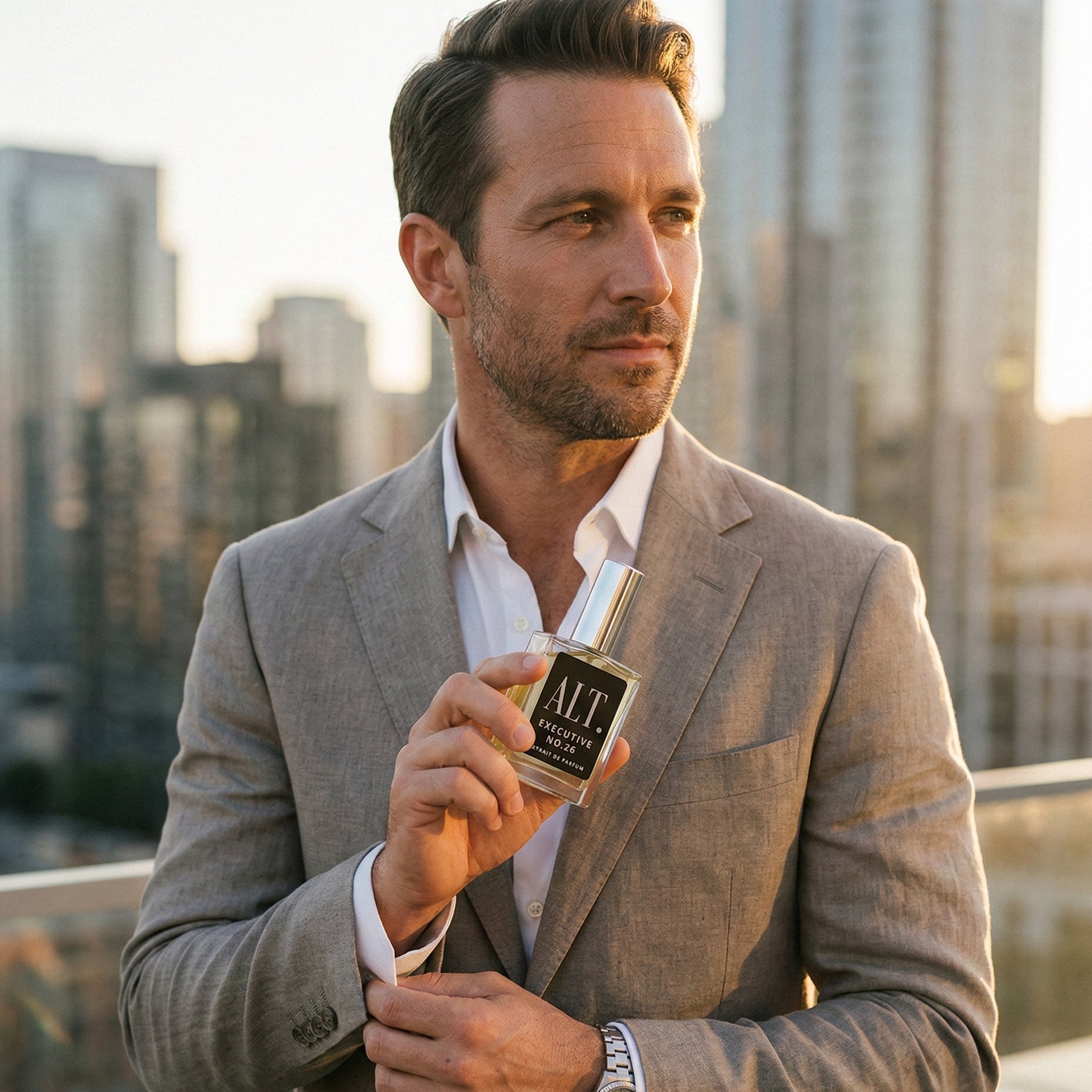 Man holding Creed Aventus Dupe. ALT. Executive